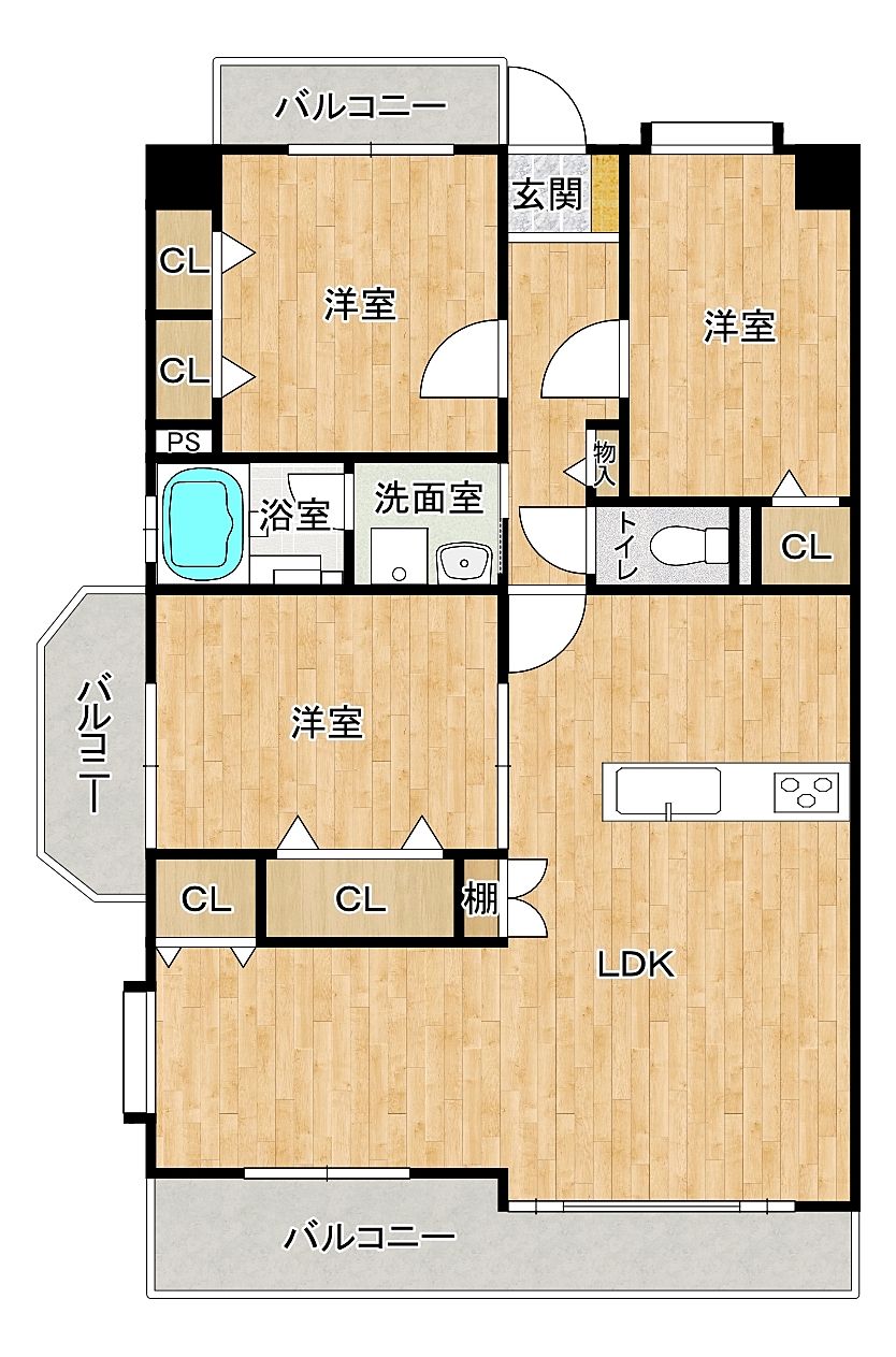 3LDKに間取り変更しました‼ 3LDKに間取り変更しました‼