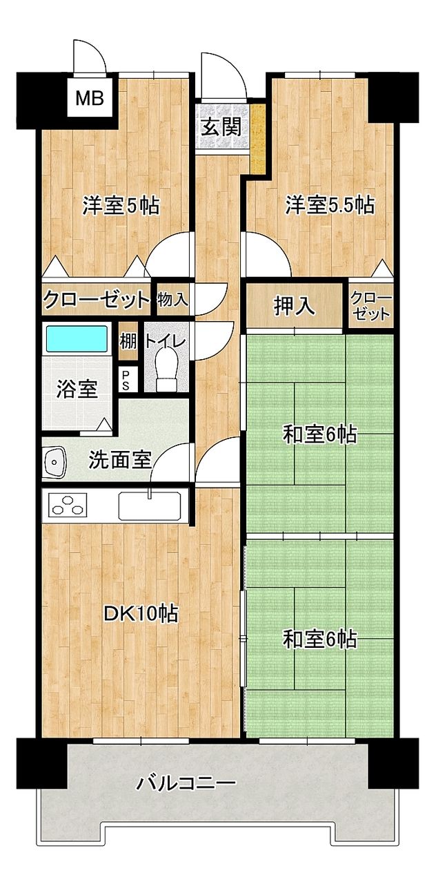 間取り 74平米の4DKです。