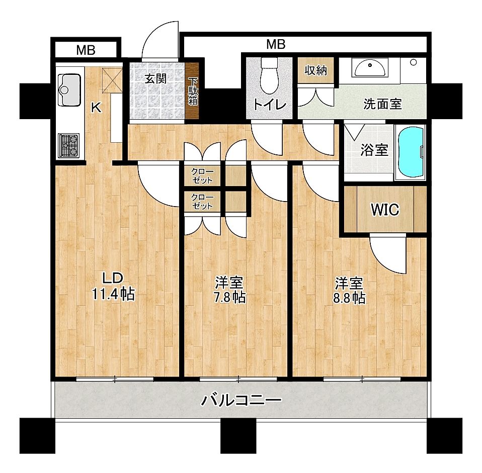 間取り 広めで開放的なLDKです。