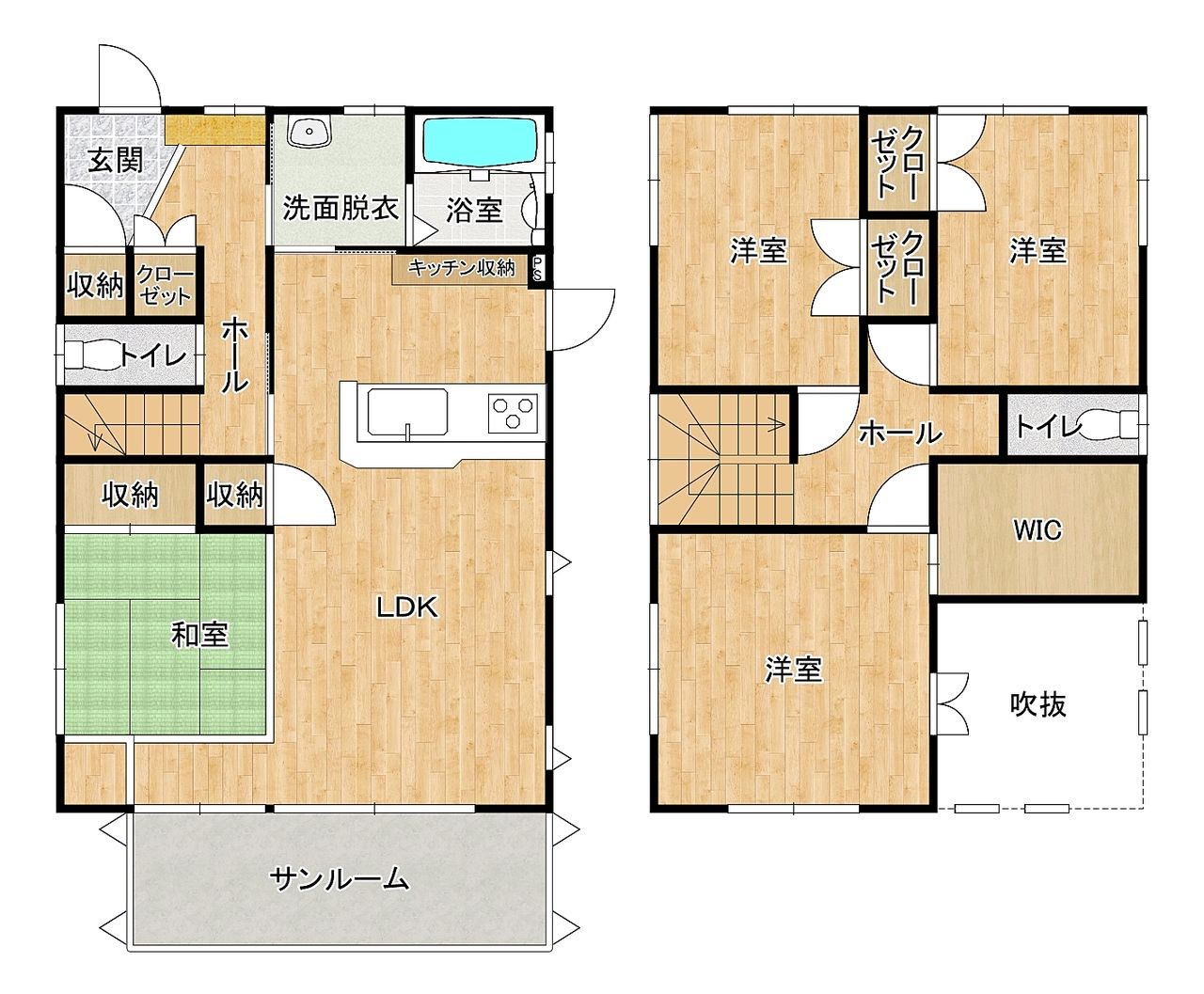 間取り サンヨーホームズ施工の注文住宅です。