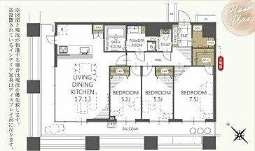 間取り 人気の角部屋。窓が多く室内が明るいです。
